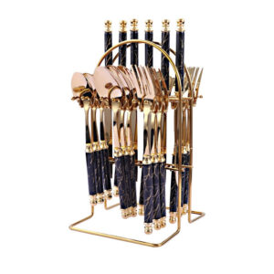 Home european style stainless steel knife, fork, spoon set 24 pieces