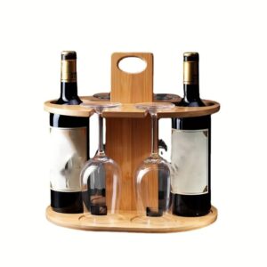 wooden picnic tabletop wine rack