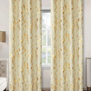 Home gold patterned curtains marble print 84 inches thermal insulated