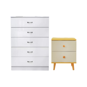 Home 5 layer white drawer chest storage with bedside table
